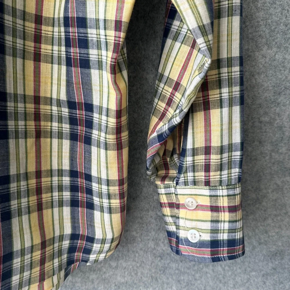 Vintage Levi's Shirt Mens Medium Long Sleeve Yellow Plaid 70s 80s Pockets Preppy